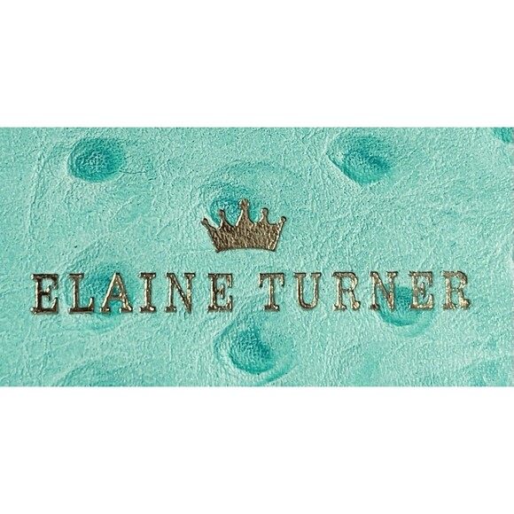 Elaine Turner Turquoise Ostrich Embossed Card Holder Organizer Wallet Booklet - Picture 6 of 13
